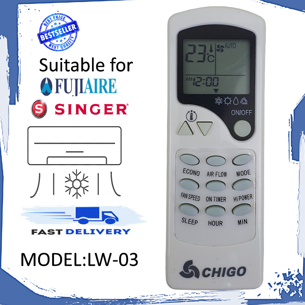 BEST QUALITY FUJIAIRE/SINGER Aircond Remote Control For Aircond MODEL ...