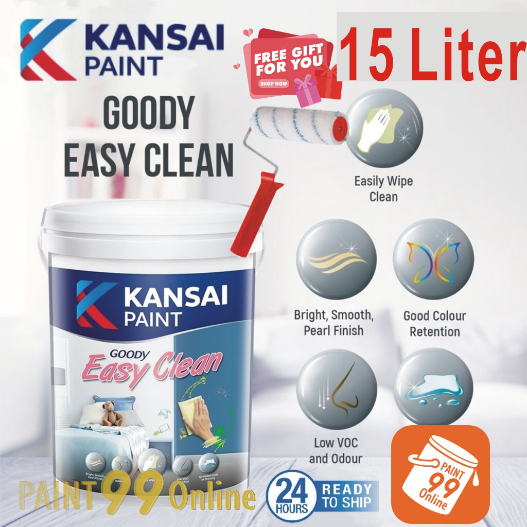 ( 15L ) KANSAI PAINT EASY CLEAN GOODY ( free 7" roller set ) MID SHEEN