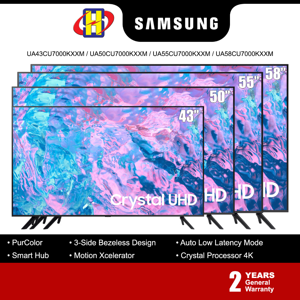 SAMSUNG 4K Smart TV (43"/50"/55"/58") UA43CU7000KXXM/UA50CU7000KXXM