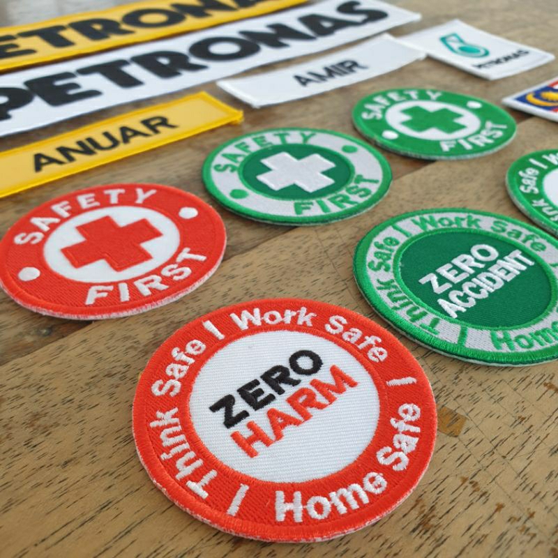 Petronas, Safety First, Zero Harm & Name Tag embroidery patches (Custom ...