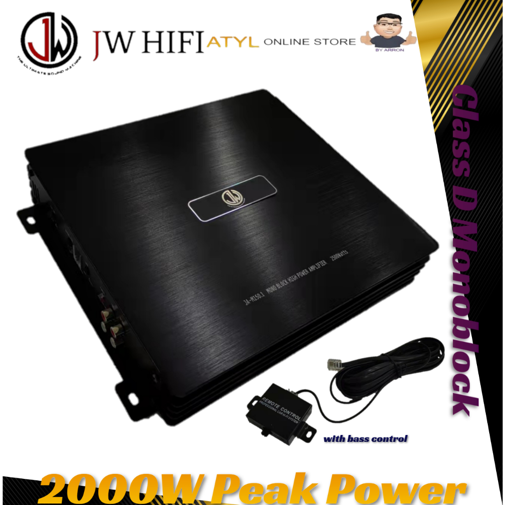 JW HIFI Monoblock Amplifier Car 2500W Monoblock CLASS D 2 Channel High ...