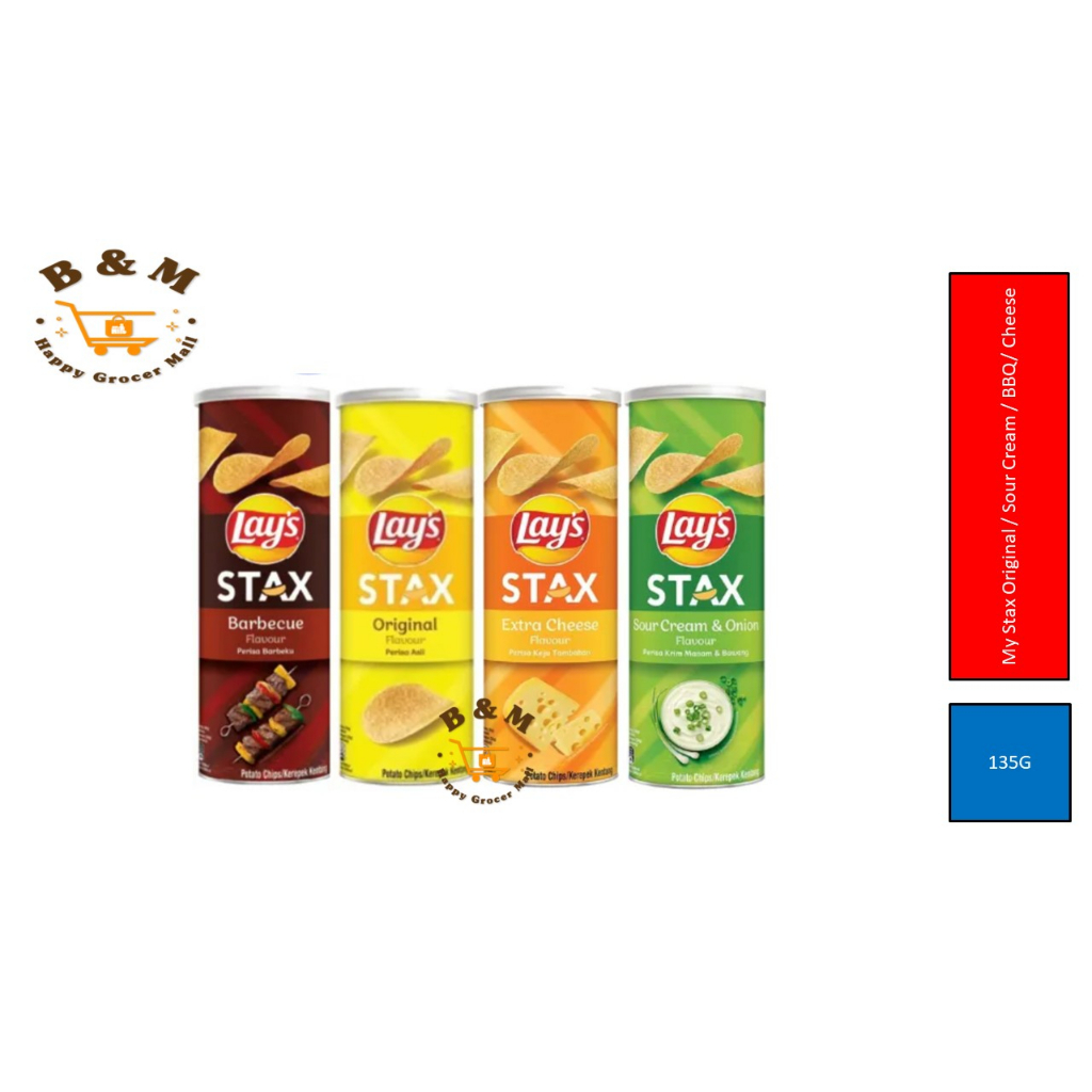 Lay's MY Stax Potato Chips 105g & 135g Original / Sour Cream/ Barbecue ...