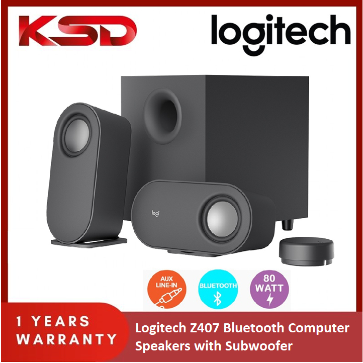 Logitech Z407 Bluetooth Computer Speakers with Subwoofer and Wireless