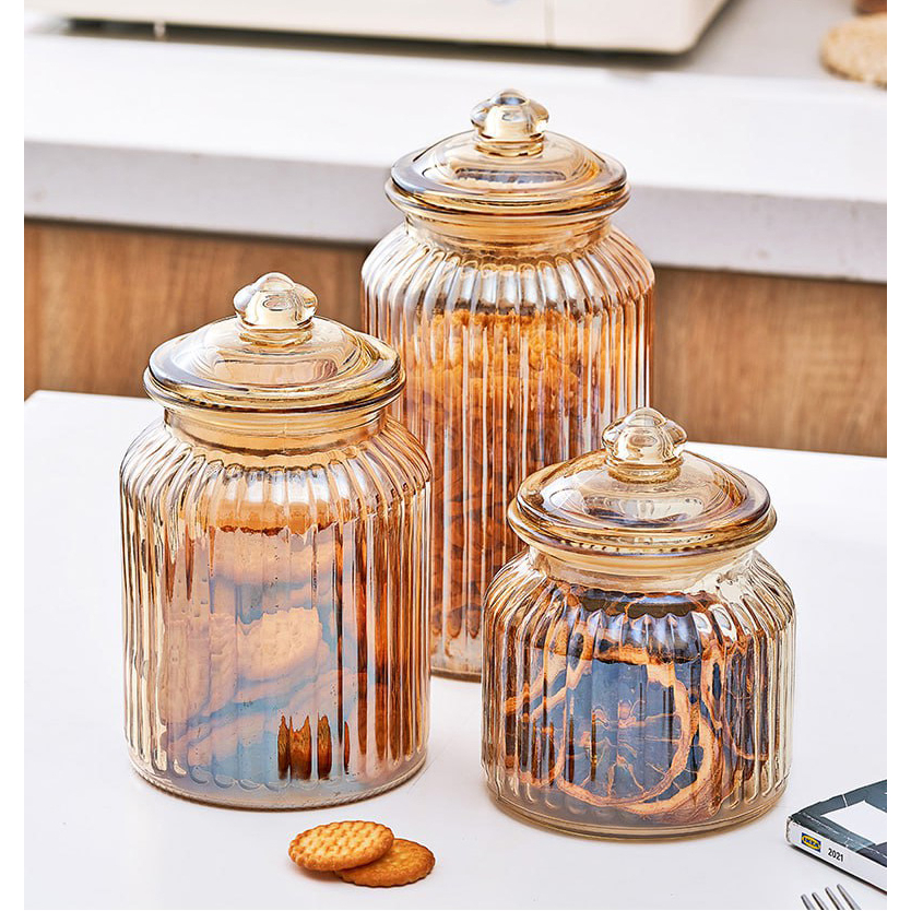 Airtight Glass Jar Cookie Food Storage Container Spice Bottles Balang Kaca Biskut Raya Kedap