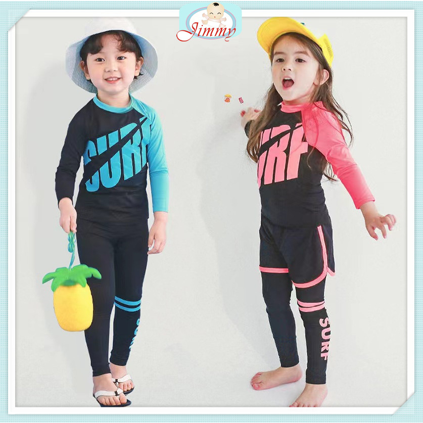 Ready Stock 310Y Kids Swimming Suit 3pcs set Swimsuit Long Sleeve Boy