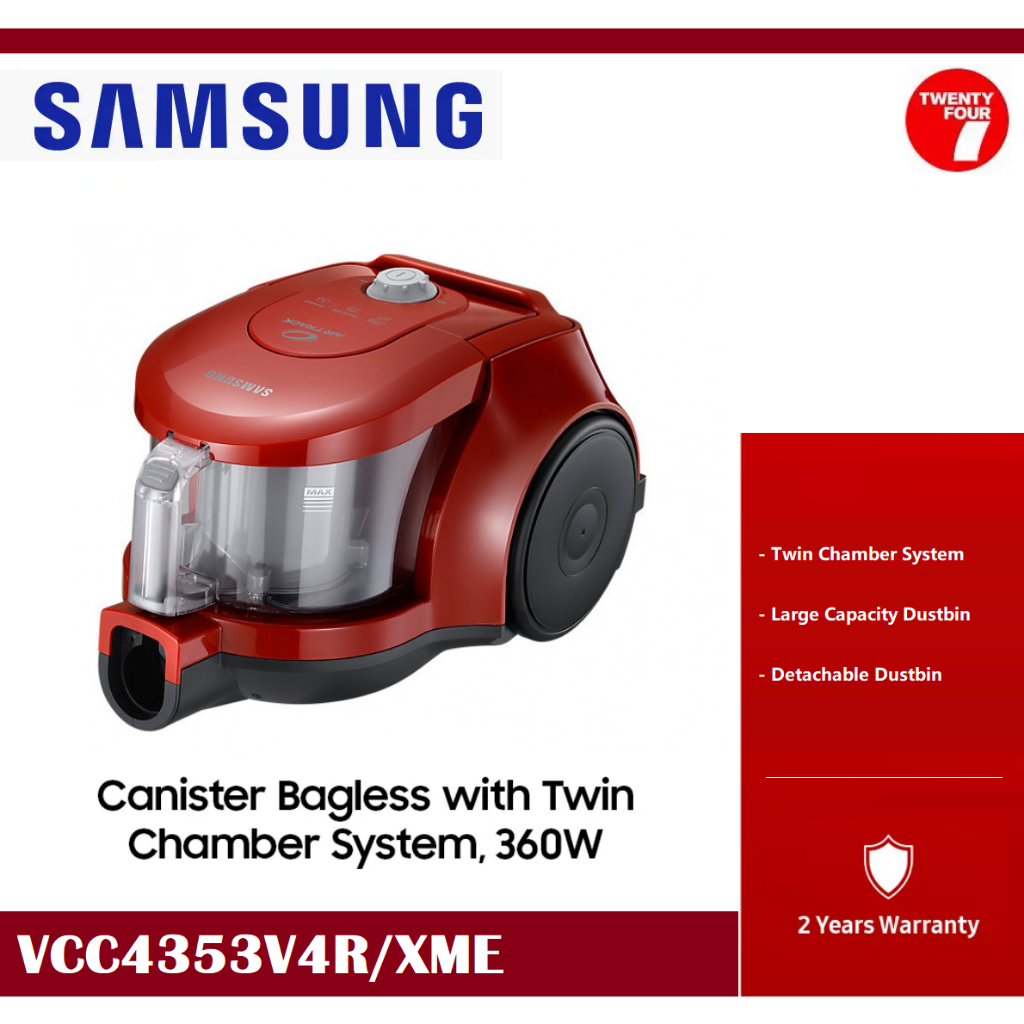 SAMSUNG 360W VCC4353V4R Canister Bagless Vacuum Machine with Twin