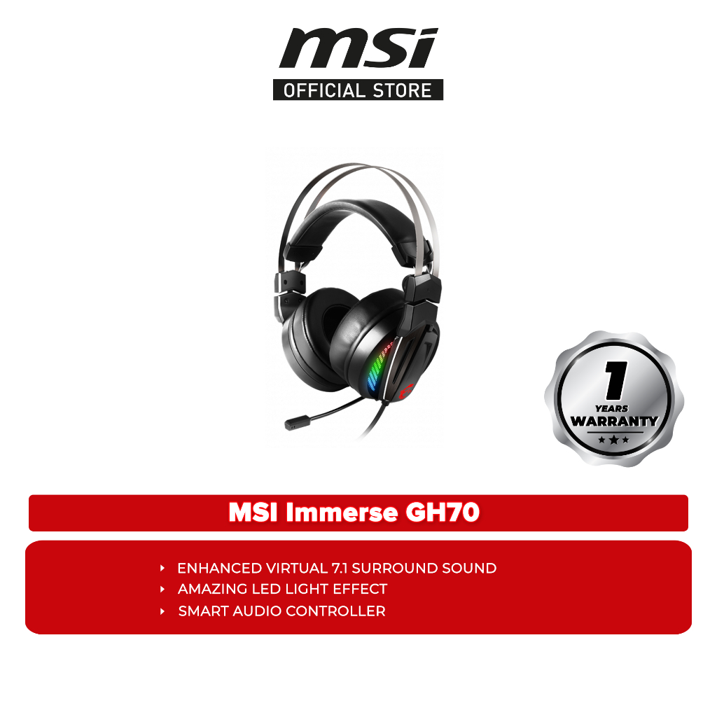 MSI Immerse GH70 Gaming Headset Shopee Malaysia