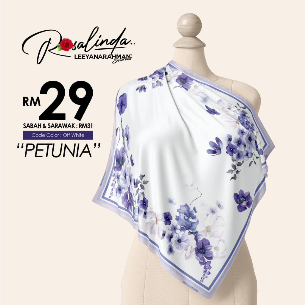 Tudung Bawal Printed Leeyanarahman Scarves Raya 2023 Rosalinda Wanita ...