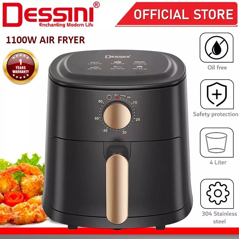 Dessini 4L 110w electric air Fryer Shopee Malaysia