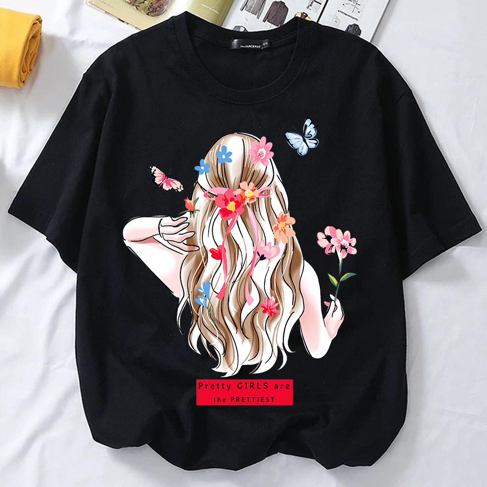 HARAJUKU TSHIRT 3xl pretty girl flower bunga printed tshirt oversized