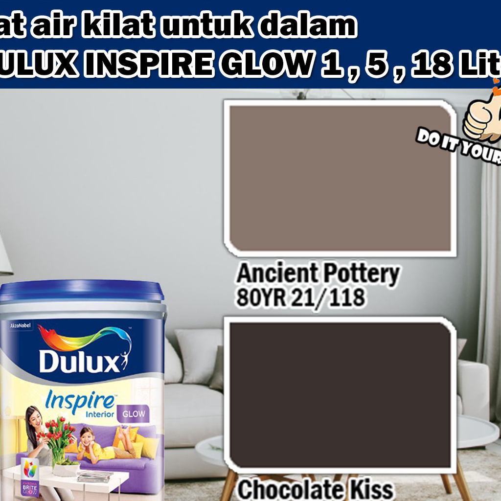 ICI DULUX INSPIRE INTERIOR GLOW 5 Liter Ancient Pottery / Chocolate