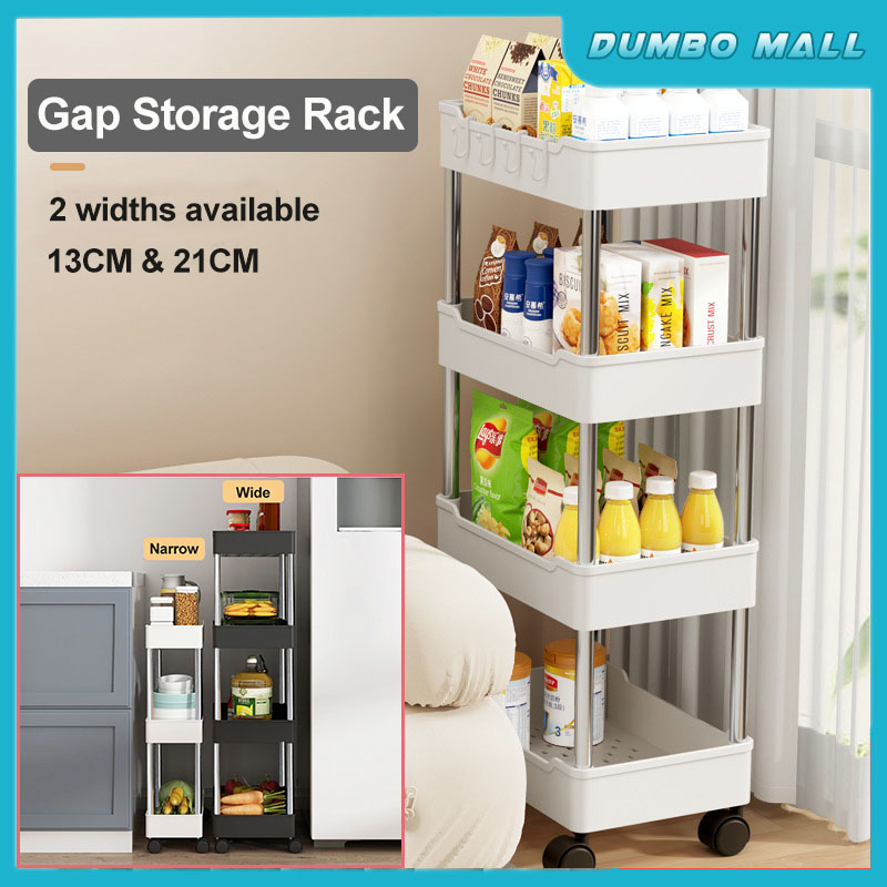 4 Tier Trolley Storage Rack Multifunction Shelves Home Kitchen Gap ...