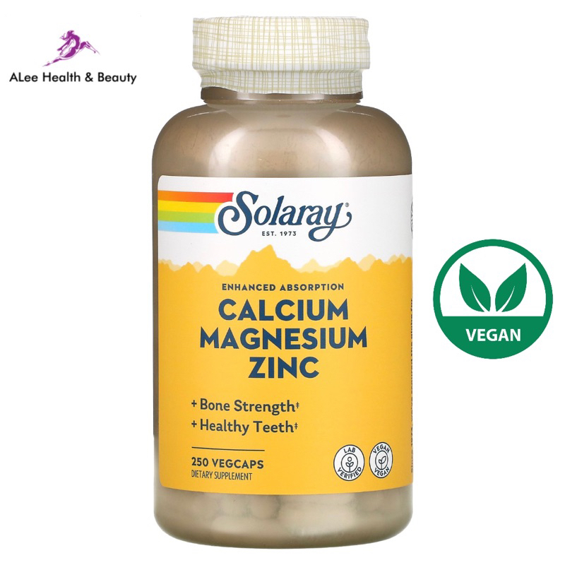 Solaray Calcium, Magnesium, & Zinc (250 Veg Capsules) Enhanced Absorption Shopee Malaysia
