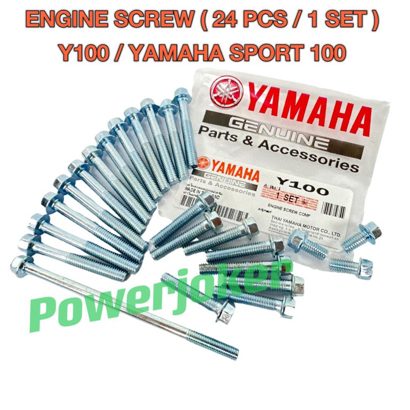 YAMAHA SPORT 100 / Y100 ( 24 PCS / 1 SET ) ENGINE SCREW COMPLETE ENJIN ...