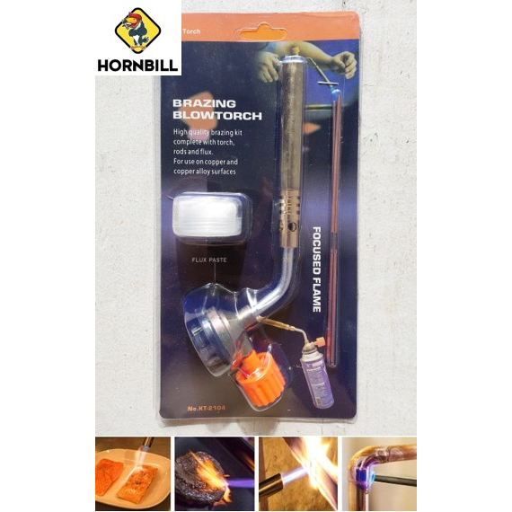Brazing Blow Torch with COPPER SOLDERING RODS & FLUX set Butane Gas