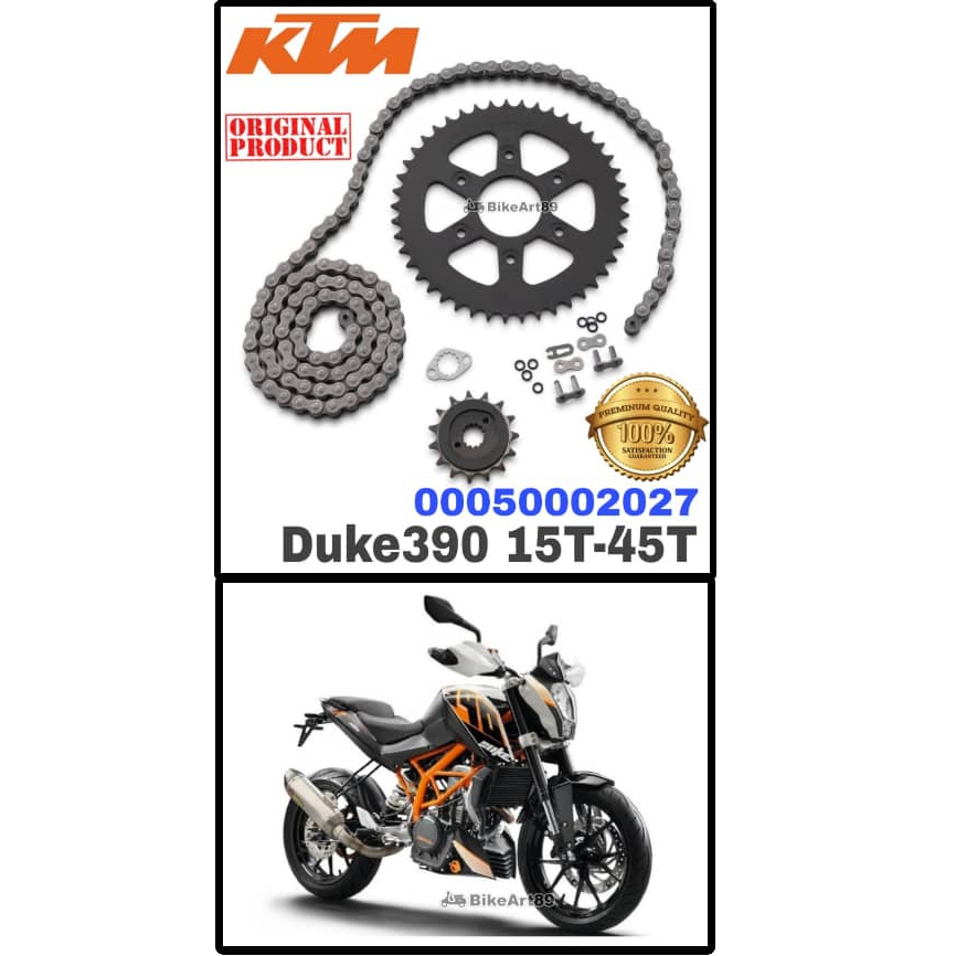 KTM Duke390 V1 00050002027 Sprocket Set ORIGINAL 6Hole 520 Black Chain