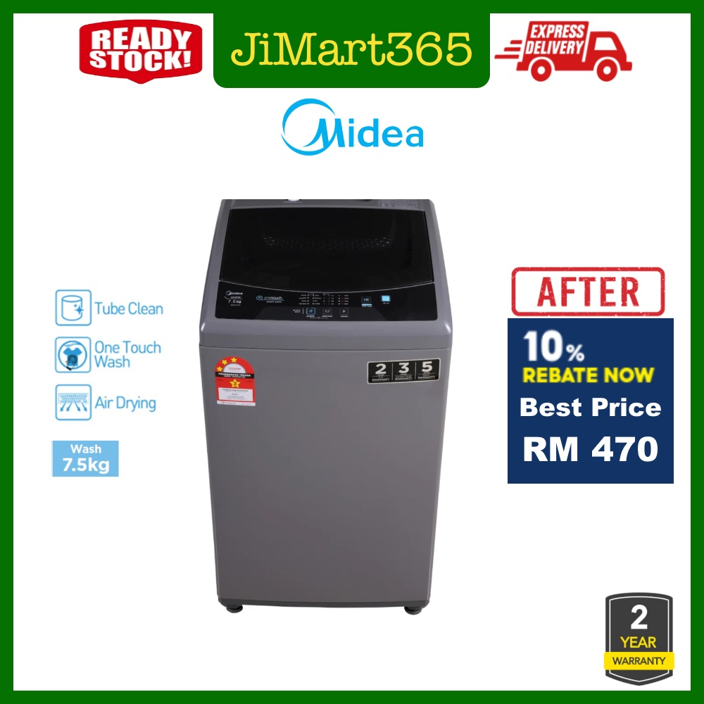 Midea Fully Auto Washing Machine 7.5kg/8.5kg MFWE75S MFWEC750 MFWEC850 Mesin Basuh Auto Midea