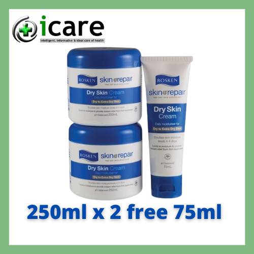 ROSKEN SKIN REPAIR DRY SKIN CREAM 250ML X 2 FREE CREAM 75ML | Shopee ...