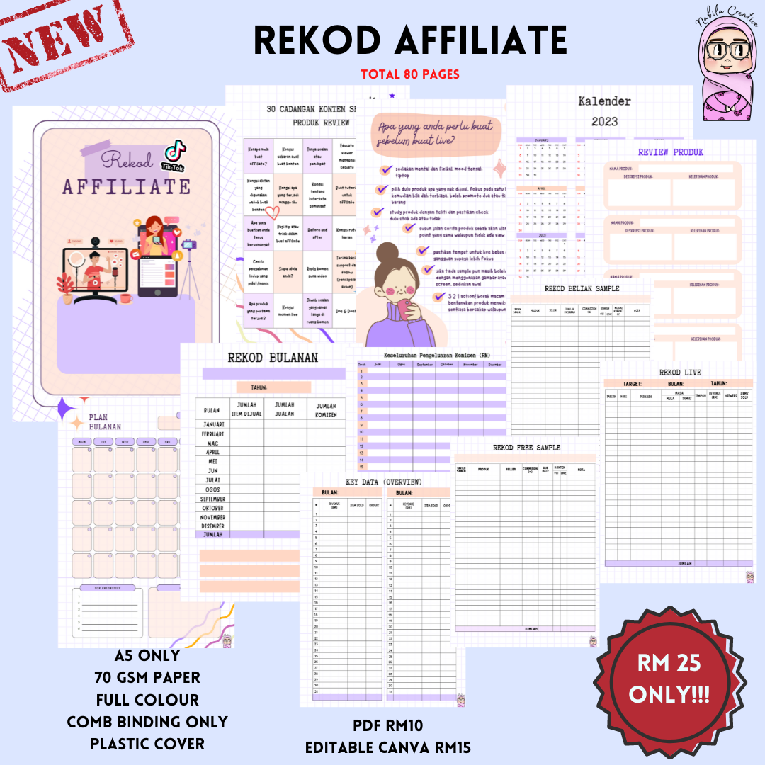 [FREE GIFT] REKOD AFFILIATE CATATAN REKOD HARIAN BULANAN TAHUNAN BUKU ...