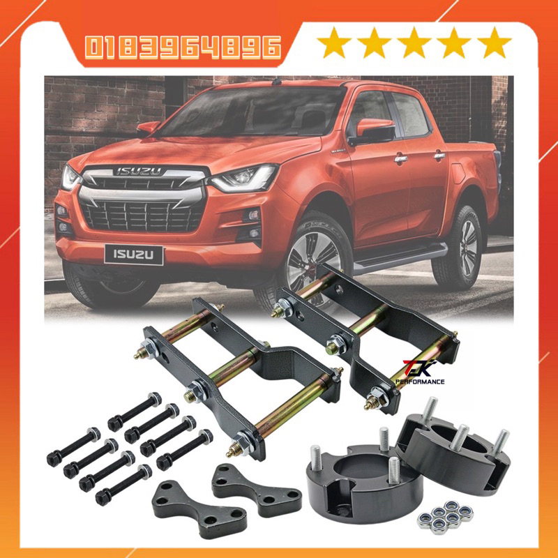 Front 2" Spacer Rear 2" Extended Shackle Suspension Lift Kit For Isuzu