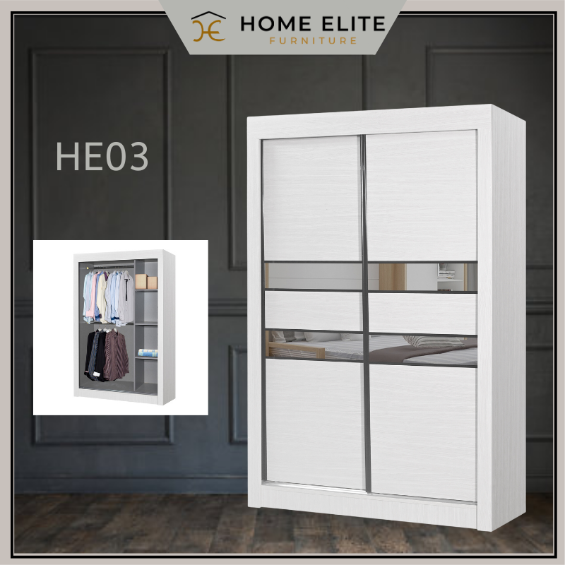 [Siap Pasang] HOME ELITE 4 FT Sliding Wardrobe / 4 Kaki Almari Baju ...