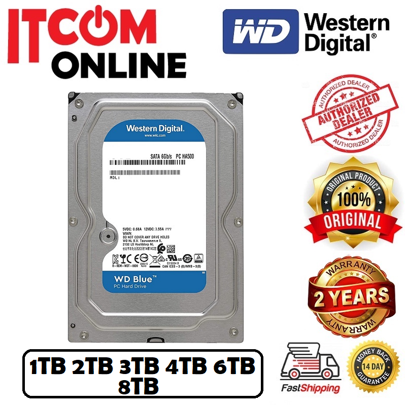 WD BLUE 3.5'' 1TB 2TB 3TB 4TB 6TB 8TB SATA DESKTOP HDD (WD10EZEX