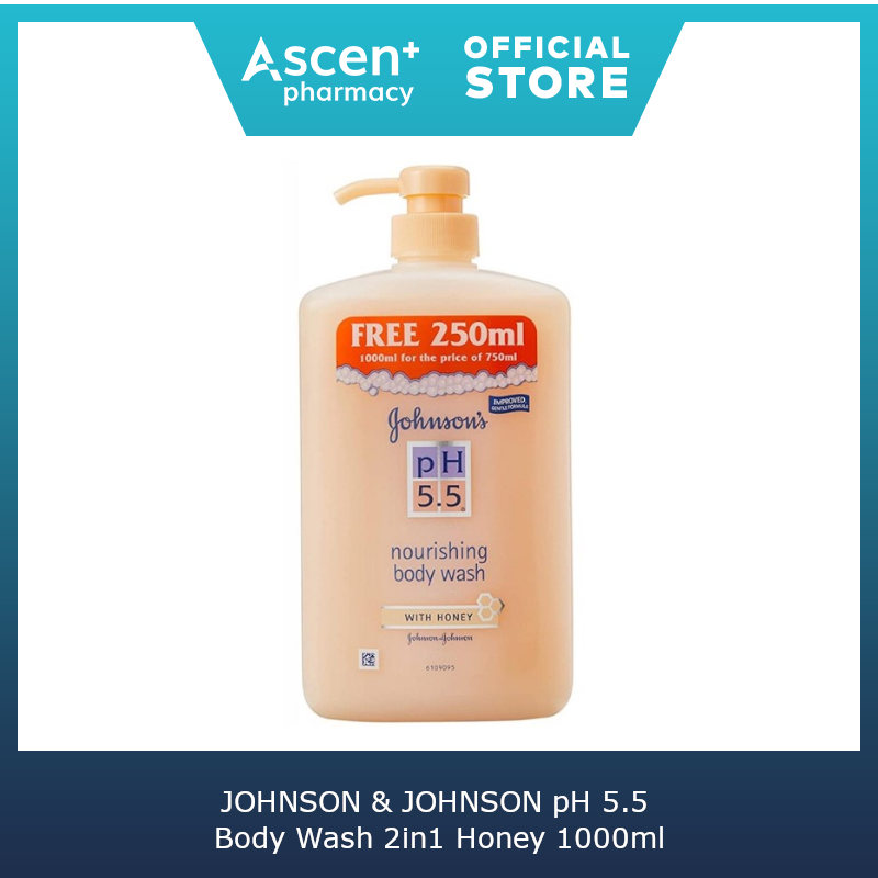 JOHNSON & JOHNSON pH 5.5 Body Wash Honey [750ml] + FOC [250ml] Shopee