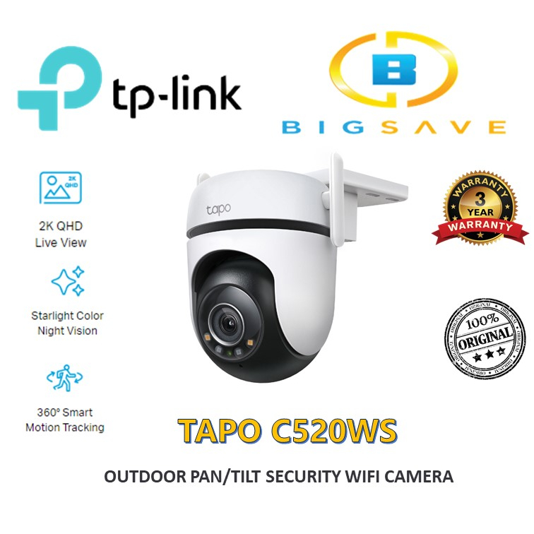 TP-LINK TAPO 4MP C520WS OUTDOOR PAN/TILT SECURITY WIFI CAMERA | Shopee ...
