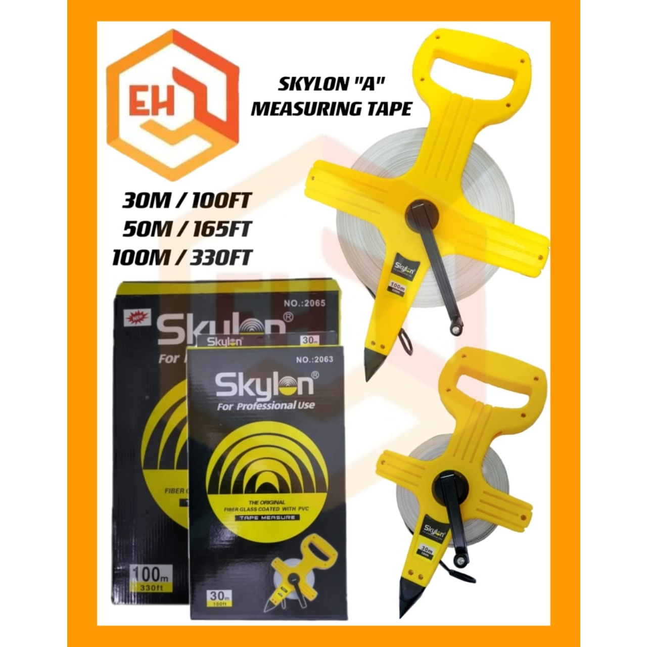 SKYLON A-TYPE NYLON MEASURING TAPE ( 30M,50M,100M ) FiberGlass ...