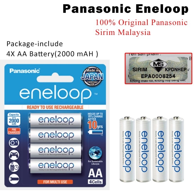 Panasonic Eneloop Rechargeable 2000mah Aa Battery Bk 3mcce 4bt 100