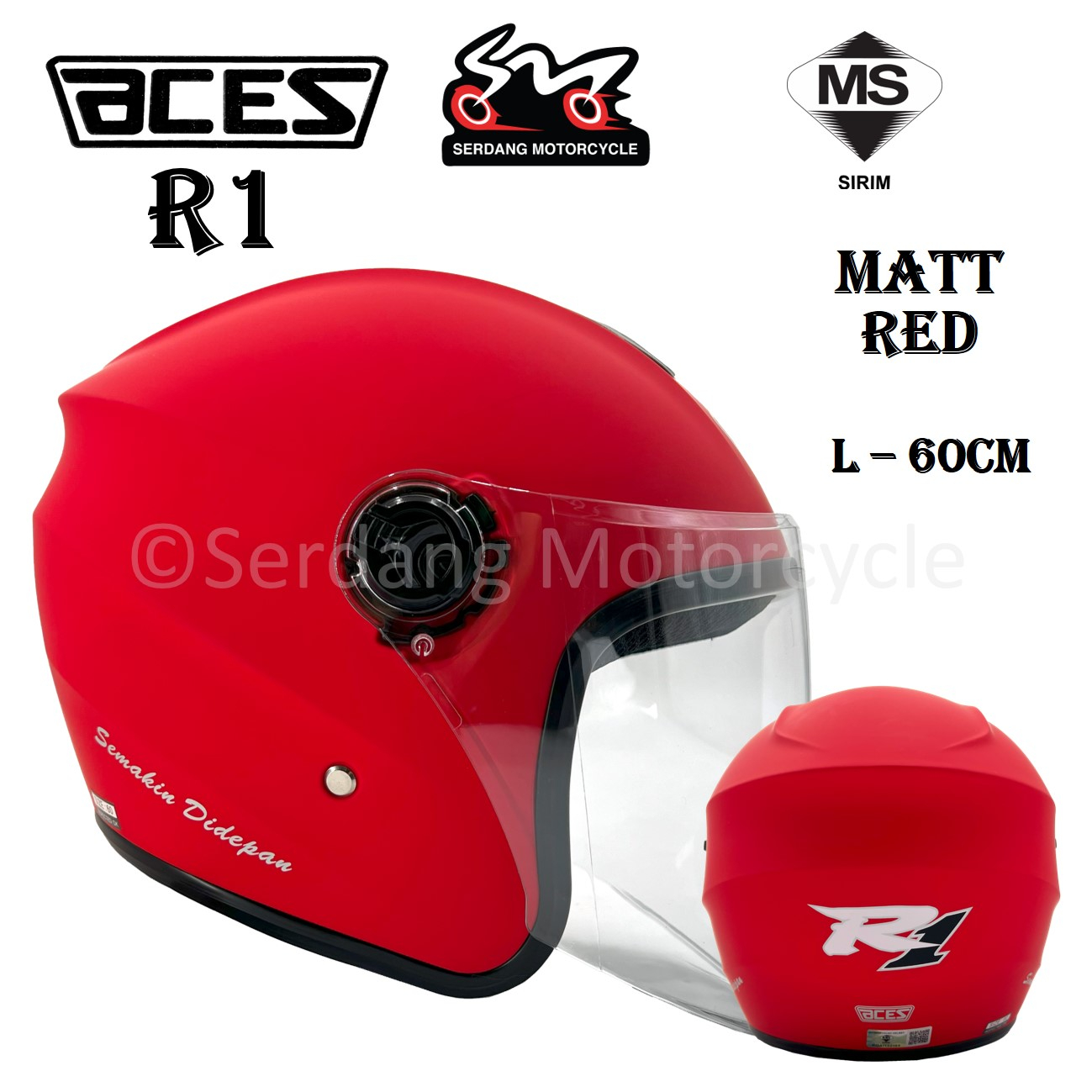 ACES R1 Open Face Helmet With Siap Smoke Visor Topi Keledar SIRIM ...