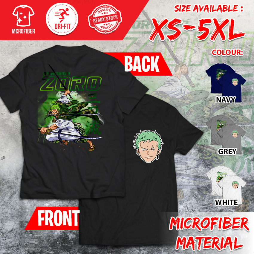 ONE PIECE Roronoa Zoro Anime Cartoon Street Style Dri-fit Microfiber ...