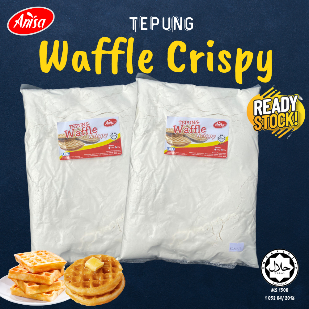TEPUNG WAFFLE KRISPY ANISA 500G. MUDAH HALAL DAN LEBIH JIMAT [READY