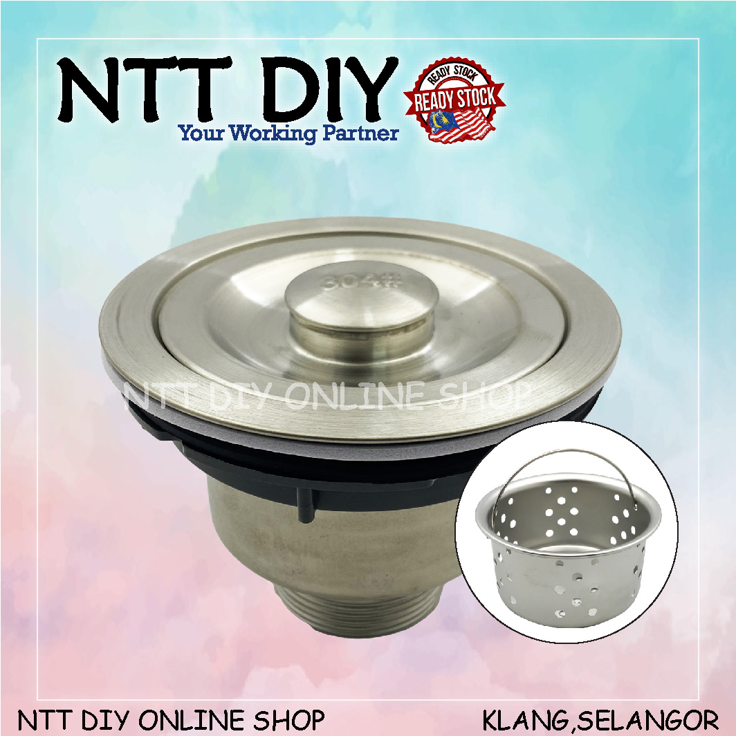 NTT DIY Stainless Steel Sink Bowl Waste Strainer with Basket [ Ready ...