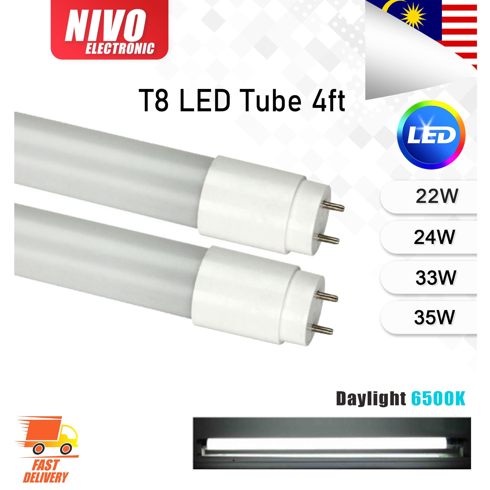 T8 LED Tube 4Feet 24W/35W 6500K (Daylight) | Shopee Malaysia