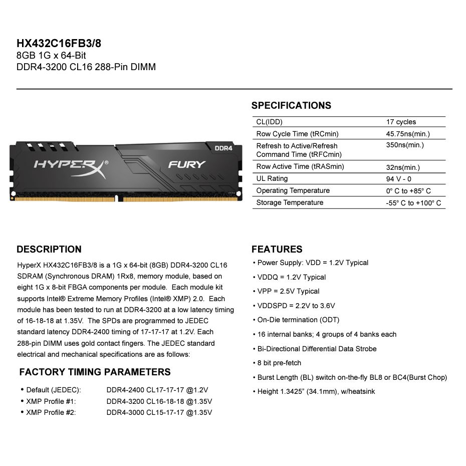 Kingston Hyper X Fury 8GB 3200 MHz (USED) | Shopee Malaysia