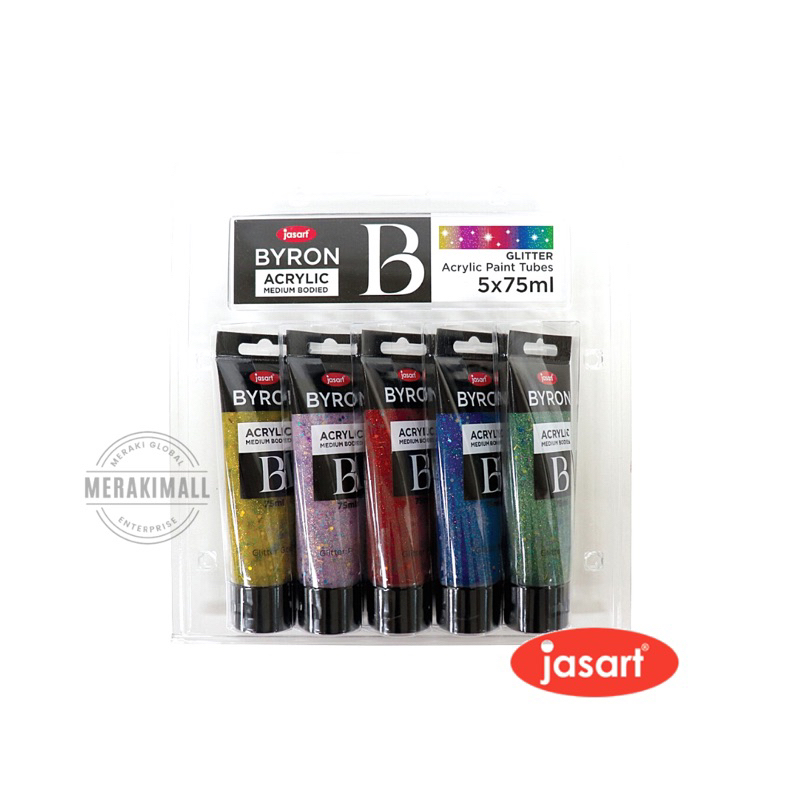 Jasart Byron Acrylic Paint Set Glitter Colour Gold Purple Red Blue