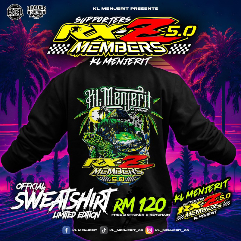 BAJU SWEATSHIRT KL MENJERIT/ RXZ MEMBER 5.0/ BAJU REMPIT/BAJU LENGAN ...