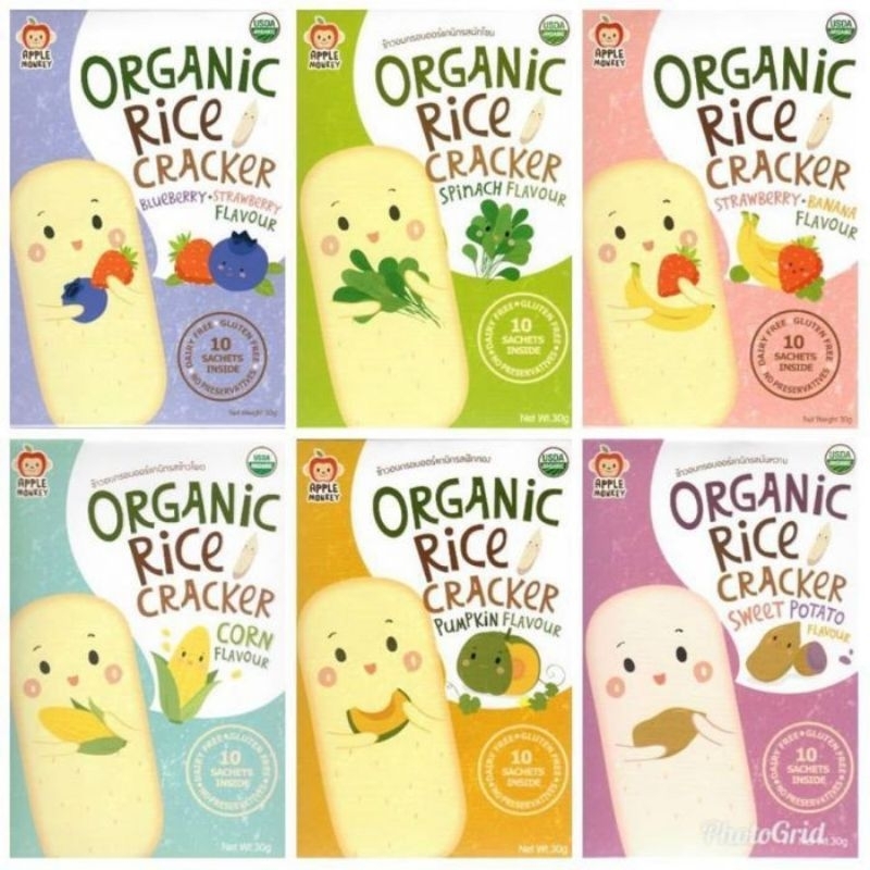 APPLE MONKEY ORGANIC RICE CRACKER | Shopee Malaysia