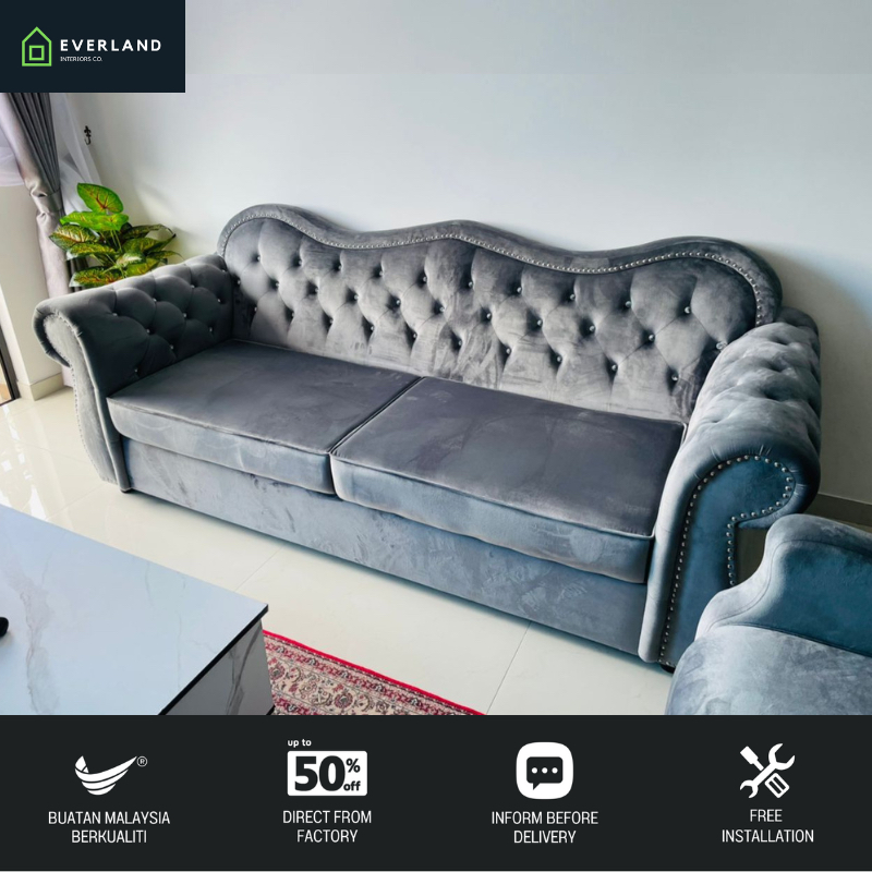 Everland Sofa Chester Chesterfield Kerusi Sofa Diamond Button Sofa Set