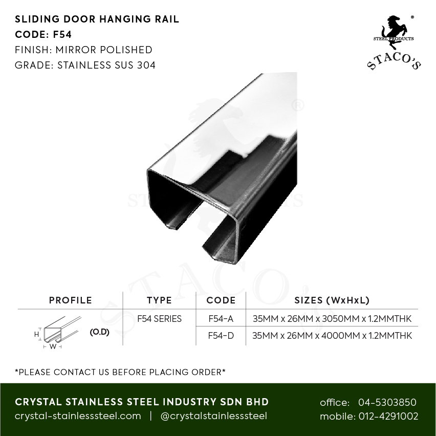 STACOS Stainless Steel 304 Sliding Door Folding Door Hanging Rail Track ...