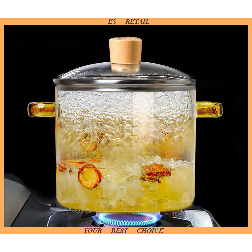 Glass pot Borosilicate glass pot Cooking glass pot Kitchen Pot Burn pot ...