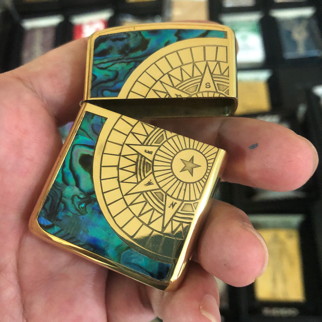 Gold Inlay Compass Casing Only Zippo Lighter Without Insert Shopee