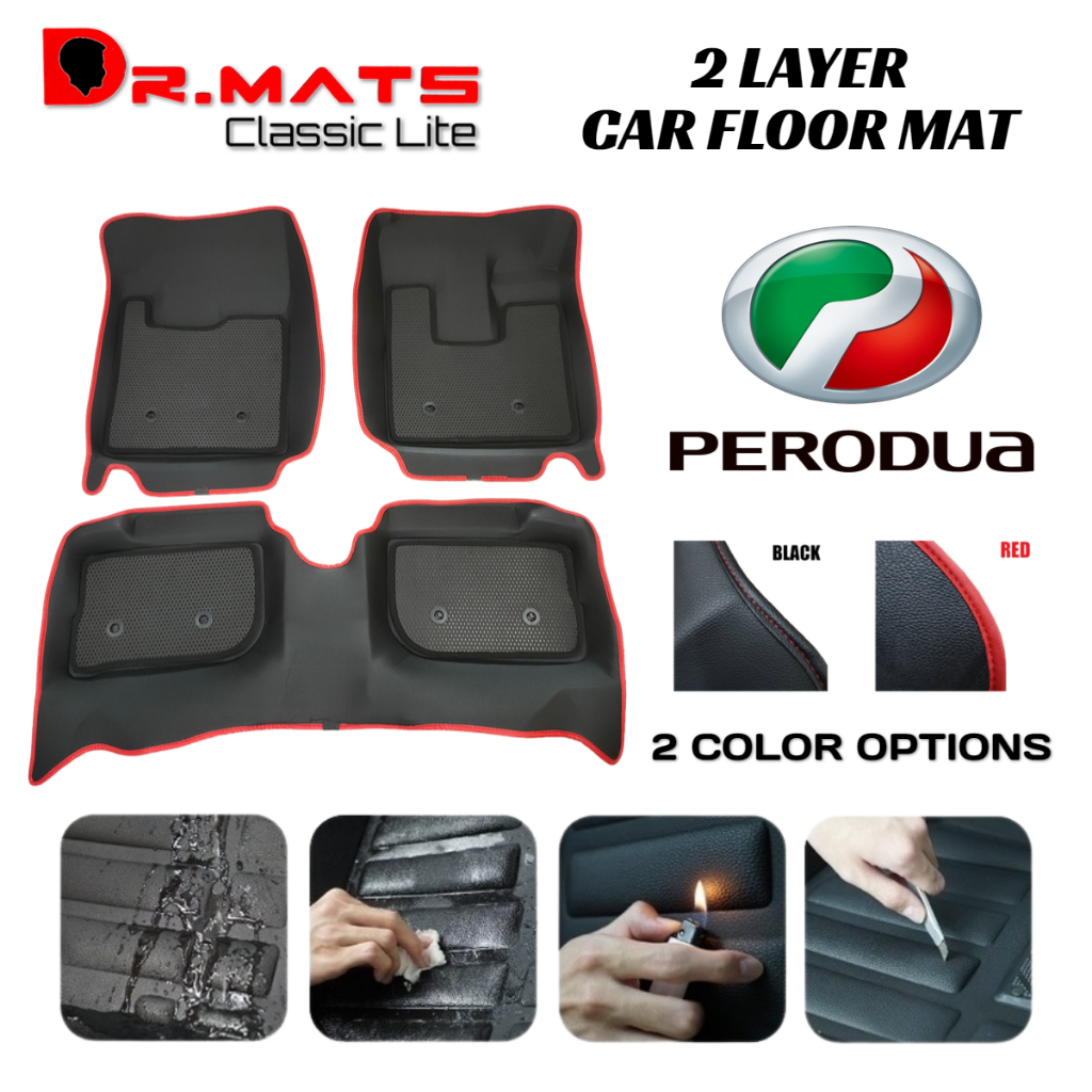 Dr.Mats Classic LITE 2 Layer 5D Carpet Leather Car Floor Mat PERODUA