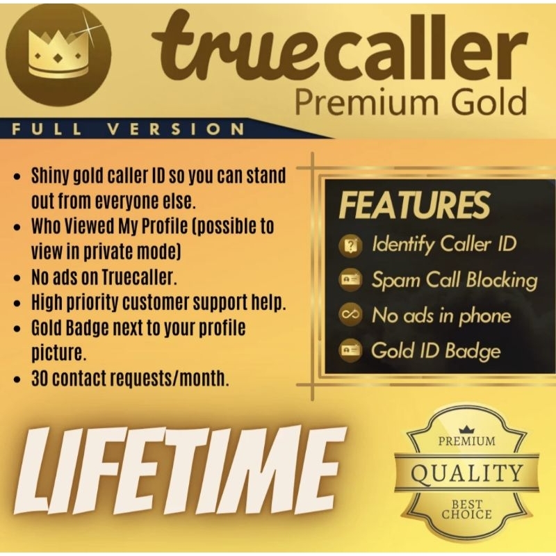 TRUECALLER PREMIUM GOLD LIFETIME (ANDROID APK) Shopee Malaysia
