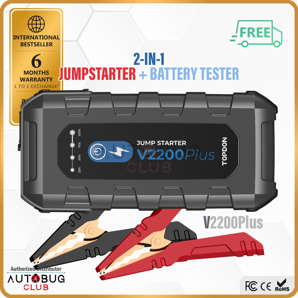 TOPDON V2200 Plus 2in1 2200A Jump Starter & Battery Tester 12V