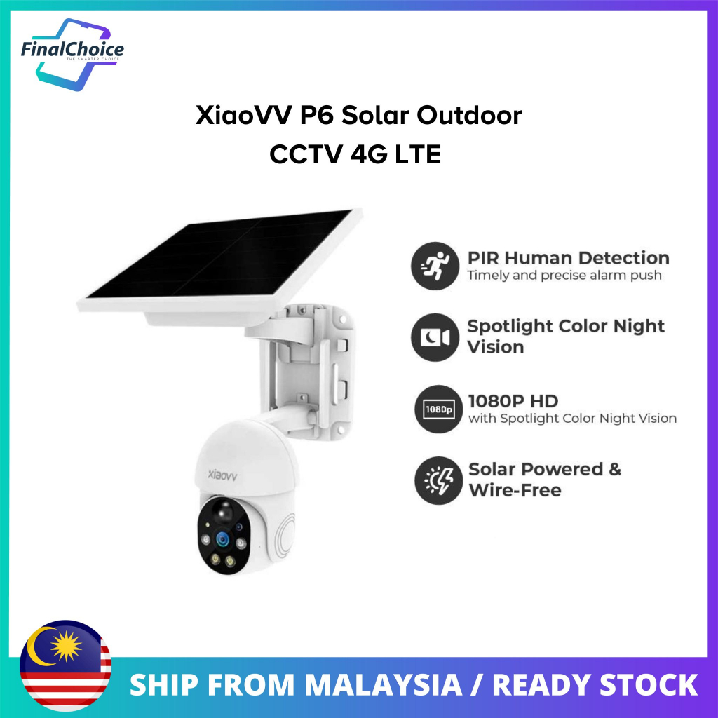 XiaoVV Smart CCTV IP Camera P6 WIFI/4G Solar-Powered Outdoor PTZ WIFI ...