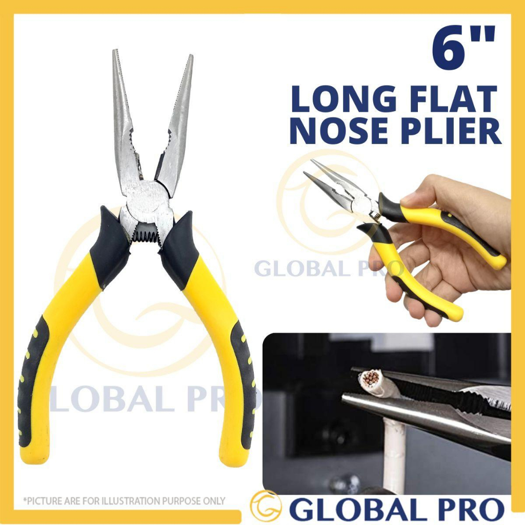 6” 160mm Long Flat Nose Plier Cutting Pliers Wire Cutter Pemotong ...