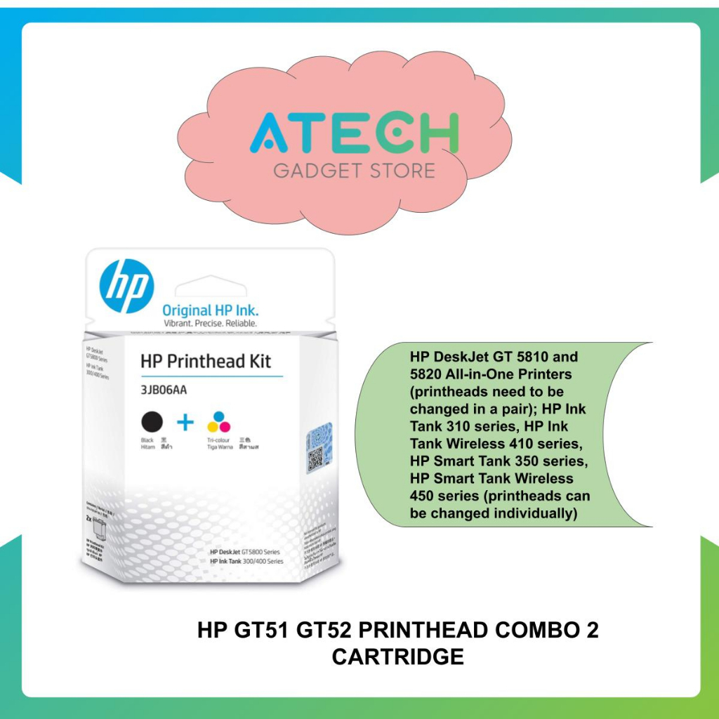 HP GT51 GT52 PRINTHEAD COMBO 2 CARTRIDGE Shopee Malaysia