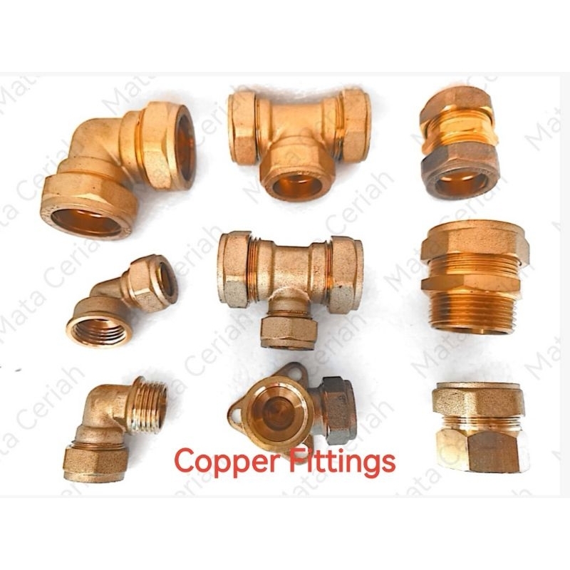 COPPER PIPE FITTINGS ELBOW SOCKET TEE 15mm / 22mm / 28mm ( Brass Compression Pipe Fittings